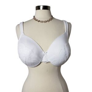 Cacique Women's Bra 40C White Lace Full Coverage Underwire Lightly Lined